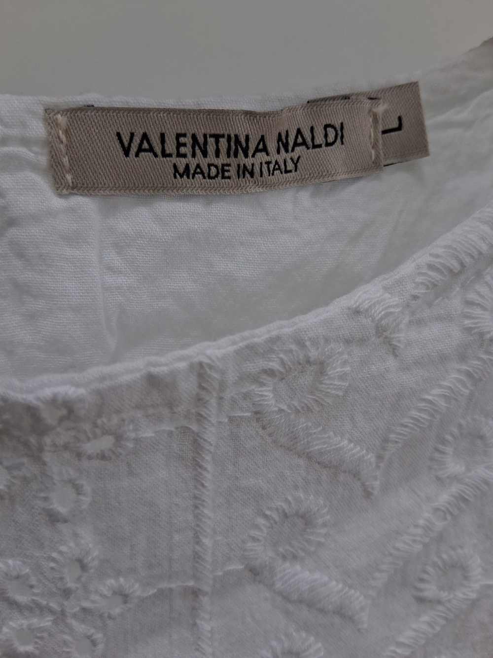 Valentina Naldi White Eyelet Cotton Sleeveless Drop-Waist Dress Size Large - Picture 7 of 12